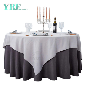 Kulaté ubrusy YRF 132" palcový šedý polyester omyvatelný bez pomačkání k večeři