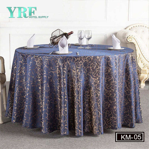 YRF Luxury Hotel Jacquard Navy Blue Table 100% Polyester Golden Party