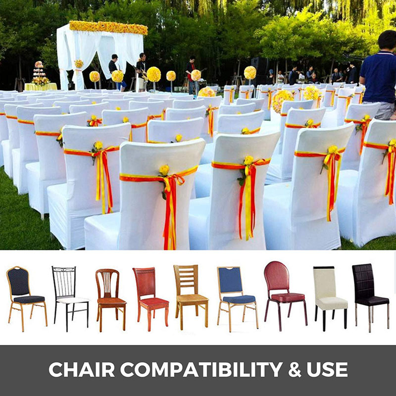 Stretch Spandex Protector Jídelní židle Potahy Silný bílý polyester pro svatební hostinu