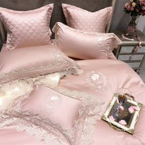 YRFLuxury Designová bavlna s 500 nitěmi, dvojité růžové sady prostěradel